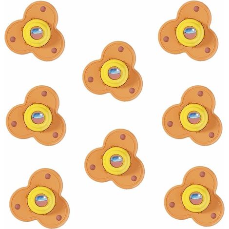 Lot de 8 mini roulettes pivotantes en acier inoxydable auto-adhésives, poulie de rotation à 360 degrés, roues universelles pour meubles, boîte de rangement, poubelles (Orange) (1/5)