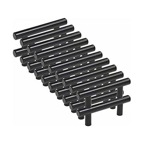 20pcs Poignee Meuble noir Poignée de Meuble Cuisine noir T Poignées Placard Tiroir Noir (1/5)
