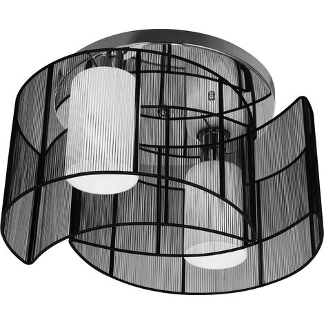 Modern Chandelier, Semi-Flush Mount Ceiling Light with 2 Light, E27 Bulb Base for Hallway, Dining Room, Living Room, White Black (1/5)
