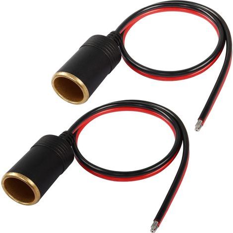 Paquete de 2 cables de extensión para encendedor de cigarrillos de coche con enchufe hembra de 12 AWG (1/5)