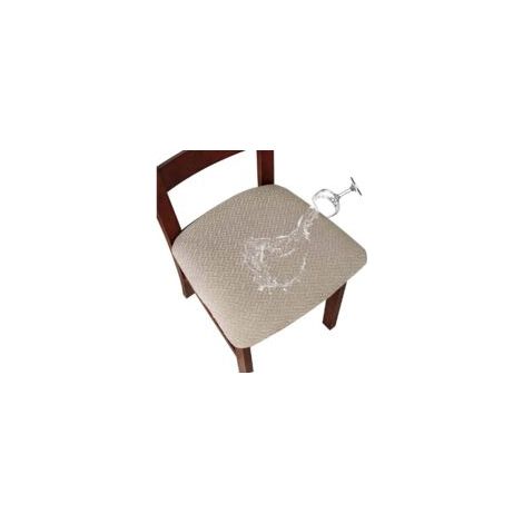 Housse de Chaise 2/4 Pièces Housse de Coussin de Chaise Housse de siège de Chaise imperméable Démontable Housse Assise Chaise Elastique Jacquard Lavables pour Salle à Mange (Sable, 4) - Crezuo (1/4)