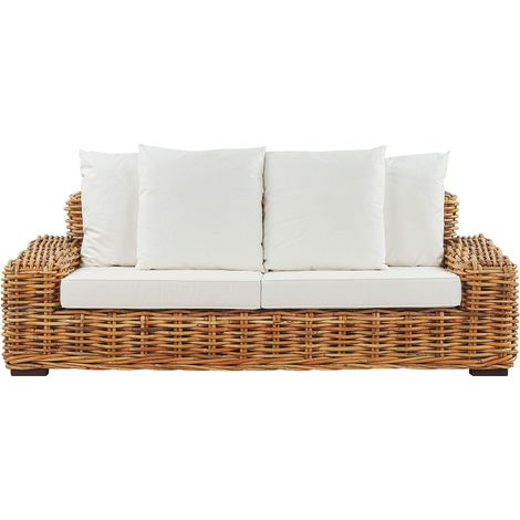Gartensofa 3-Sitzer FORLI Rattan Naturfarben (1/5)