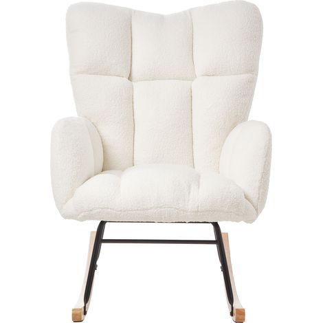 CAIziFauteuil à bascule moderne 69×89×101 CM – fauteuil relax polyvalent pour salon, chambre, bureau, chambre d'enfant et balcon, fauteuil élégant avec piètement en bois et cadre en métal, design scan (1/5)