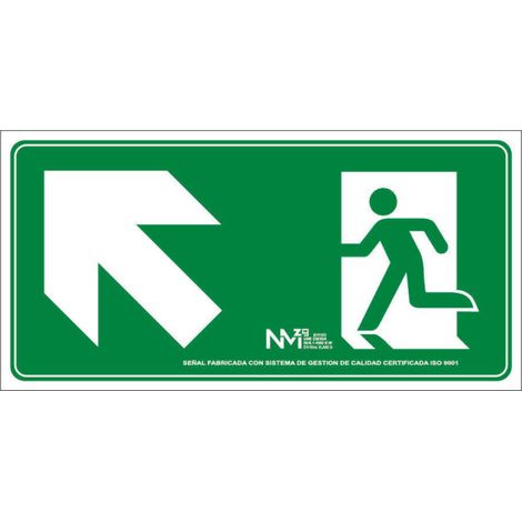 Señal Salida Subida Escalera Izquierda (Solo Pictograma) Luminiscente | CLASE A (PVC 1 mm) - 320 x 160 mm (1/2)