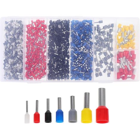 Kit of 1200 PVC Tubular Crimp Terminals with Case, Quick Electrical Connectors for Automotive Wiring and Battery Projects (1/5)