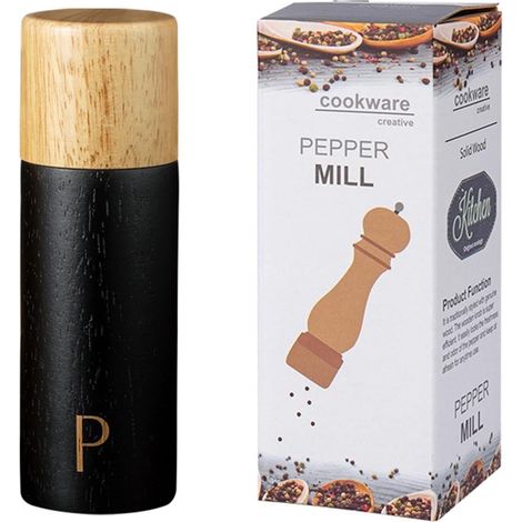 Moulin à sel et à poivre manuel, moulin à sel et à poivre en chêne, moulin à sel et à poivre rechargeable avec mécanisme de broyage en céramique réglable, couleur bois. (1/5)