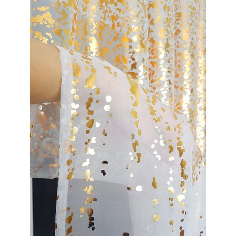 Voile-Gardine mit Goldmuster, 250 cm (1/5)