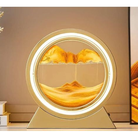 Moving Sand Art Decor Table Lamp 3D Deep Sea Picture showpieces for Home Antique Gifts for Kids Office Desktop Decoration Calm Relaxing Desk Toys Home Office Decor (Orange)… (1/5)