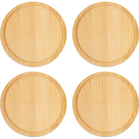 Set aus 4 Untersetzern aus Holz - Handgefertigte Getränkeuntersetzer, verdickt und hitzebeständig, geeignet für Büros, Bars und Landhäuser - Getränkeuntersetzer aus natürlichem Bambus zum Schutz des S
