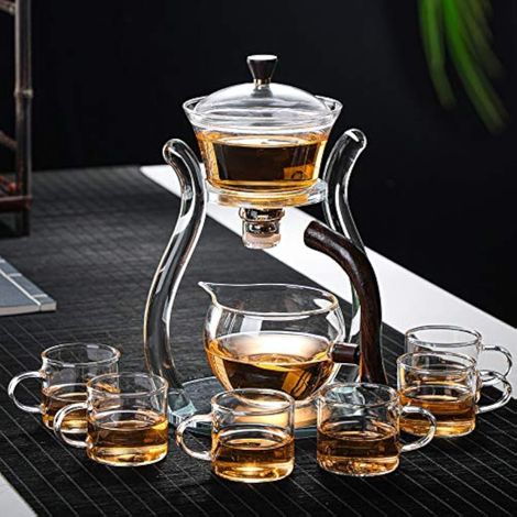 Lazy Service à thé en verre magnétique - Théière avec couvercle rotatif, semi-automatique (transparent) (1/5)