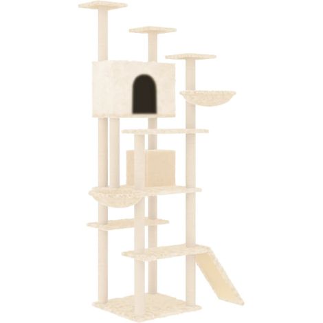 Tiragraffi per gatti Mobili per arrampicata su torre Tiragraffi piattaforma da arrampicata con tiragraffi in sisal 191 cm crema 020022508