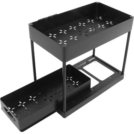 Organizer für unter den Schreibtisch, große, erweiterbare Körbe für Bad, Küche, Kleiderschrank, Waschküche, Büro, Schwarz (1/5)