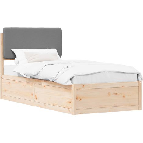 Bed Frame with Upholstered Headboard Light Grey 90 x 200 cm vidaXL