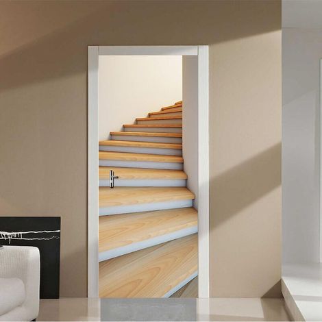Sticker mural 3D pour porte, motif cave à vin, pour chambre et salle de bain. Papier peint PVC imperméable 95 x 215 cm. (1/5)