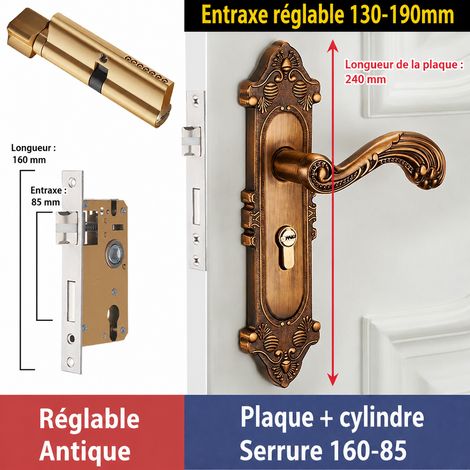 Serrure à larder universelle 160/85 à entraxe réglable avec poignée en aluminium jaune antique 160 85 réf 8871 1 kg – Livraison gratuite