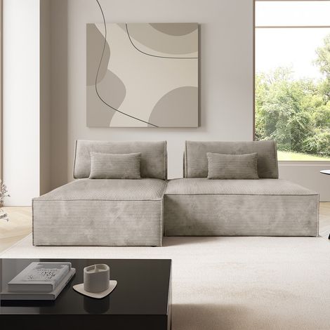 Canapé d'angle réversible modulable et convertible Georgia Taupe (1/5)