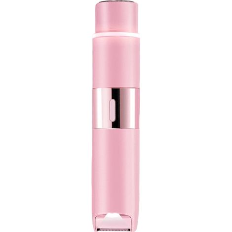 Recortadora eléctrica recargable de doble cabezal para axilas, piernas, brazos, cuerpo y rostro. Color rosa. (1 unidad) (1/5)