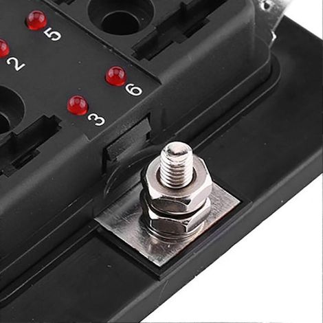 Boîte à fusibles à lames à 6 voies avec kit de voyant LED pour voiture, camionnette, bateau ou marine (1/2)