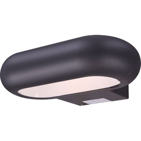 Lampada da parete, lampada da esterno, lampada da facciata, luce LED per porta d'ingresso, illumina verso il basso, grigio alluminio, LxA 22x5,6 cm, Globo 34180