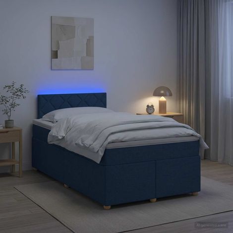 vidaXL Lit boxspring avec matelas Bleu 120 x 190 cm Tissu (1/5)