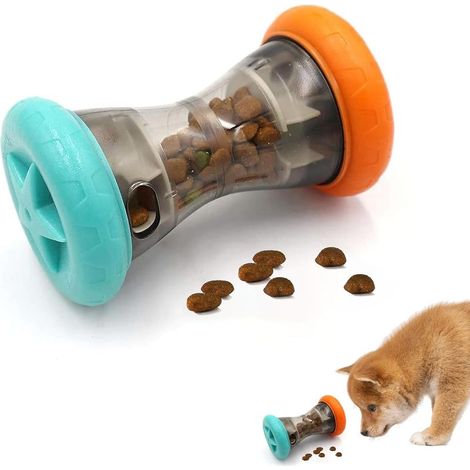 Jouet Interactif Chien, Jouet Chien Occupation Distributeur de Croquettes Slow Feeder Améliorant la Digestion Jeu Intelligence Chiens Roulant en Forme D'Haltère, pour Occuper Stimuler Chiens (1/5)