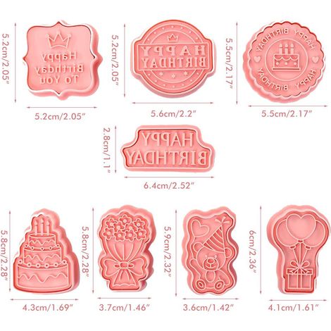 Lot de 8 emporte-pièces 3D pour biscuits, motifs dinosaure, fruits et légumes, moules à biscuits d'anniversaire, tampons à biscuits à pression manuelle (1/5)