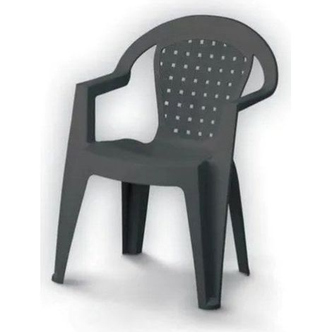 Norma – Fauteuil monobloc empilable anthracite – Résine 100% recyclable – Accoudoirs pour confort – Dimensions 55 x 53 x 80 cm (1/2)