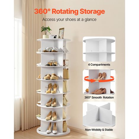 Étagère à chaussures rotative à 7 niveaux, présentoir à chaussures rotatif à 360°, organisateur sur pied de type plateau tournant p… (1/5)