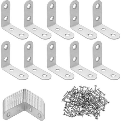 Set mit 24 90-Grad-L-förmigen Edelstahl-Eckwinkeln mit 96 Schrauben zur Befestigung von Holzmöbeln (40 mm x 40 mm) (1/4)