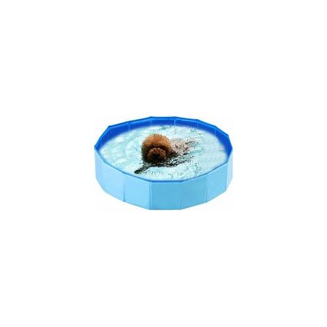 Piscine pliable pour chien, pataugeoire portable bleue pour animaux – Montage rapide, matériau résistant aux griffes– (1/3)