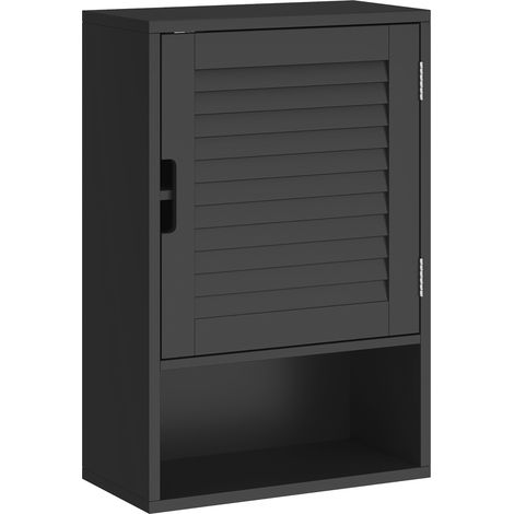 GagaArmoire murale de salle de bain avec etagere reglable et porte amortie 40x20x60 cm Noir (1/5)