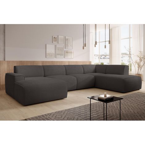 AX LIVING XXL Sofa U Form Didim Grau 378cm breit modern & großzügig R