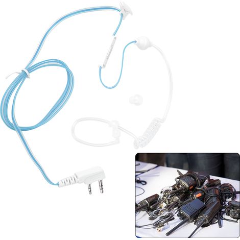Micro-casque mains-libres avec interrupteur PTT et réduction des rayonnements pour talkie-walkie Baofeng 888S/5R/6R - Version bleue (1/5)