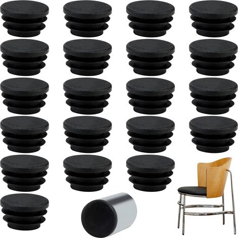 20 pcs Bouchons à lamelles Ronds 16/22/25/30/40/50/60/80/90/100 mm pour Tubes d'un diamètre extérieur de Ø 25 mm, Bouchons en Plastique Noir 25mm, Bouchon Rond (25mm 20pcs) (1/5)