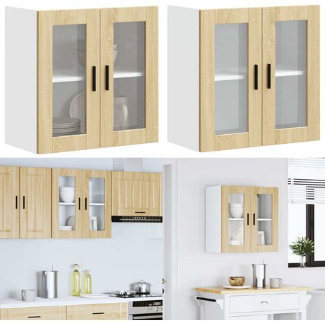 vidaXL Küchen-Hängeschrank mit Glastür Porto Sonoma-Eiche (1/5)