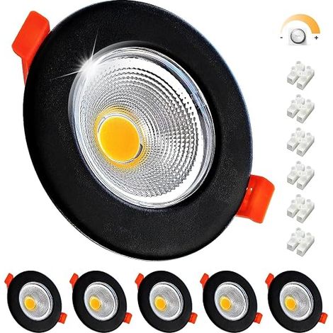 Spot LED Encastrable Noir Dimmable 7W Extra Plat 4000K Blanc Neutre Spot Encastré COB 220V 600LM Cuisine Chambre Salon Trou 65-88mm (1/5)