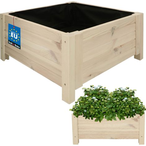 KOTARBAU® Jardinière Extérieur - Bois de Pin Imprégné - 60 x 60 x 30 cm - Blanc - Jardiniere sur Pieds - Bac à Fleurs Rectangulaire - Grande Capacité - avec Toile Anti-Mauvaises Herbes (1/5)