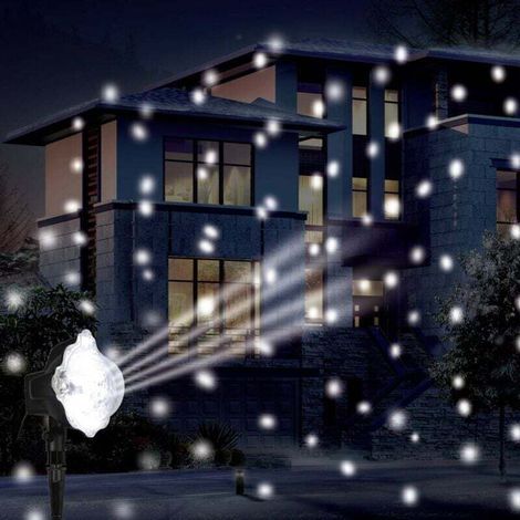 Projecteur lumineux effet tombée de neige 3 LED avec timer extérieur blanc froid - Feeric lights & christmas (1/4)
