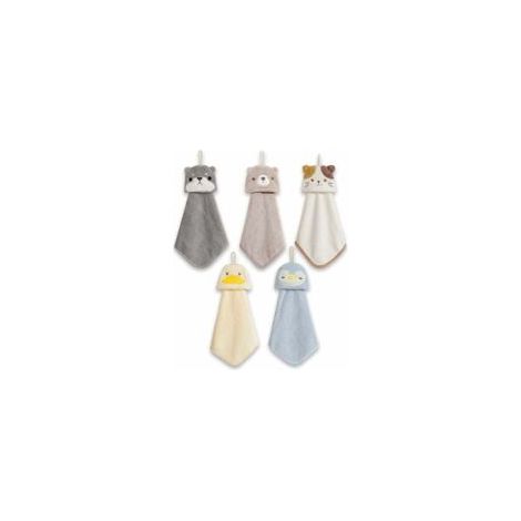 Juego de 5 toallas de mano colgantes con asa absorbente de forro polar coral para baño - Toalla suave y gruesa - Toallas de mano redondas (5 colores) - Crezuo (1/4)