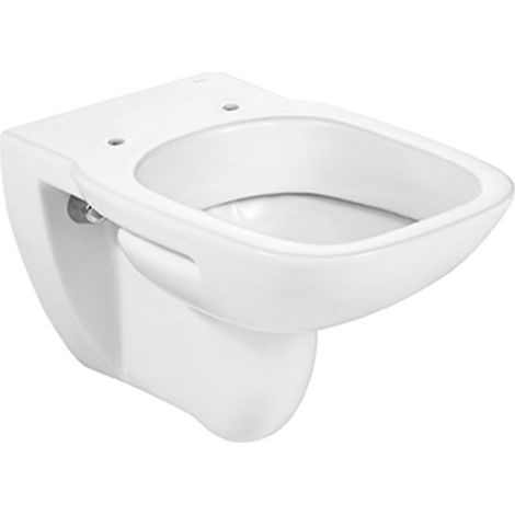 Roca – Cuvette WC suspendue sans bride Rimless – Compacte 355mm x 540mm – Blanche – Compatible abattant thermodur double laqué (1/5)