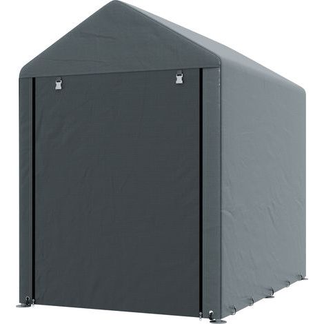 Abri de jardin, tente de rangement robuste et résistante aux intempéries, cadre en acier, 1,2x1,8x1,6m, gris foncé (1/5)