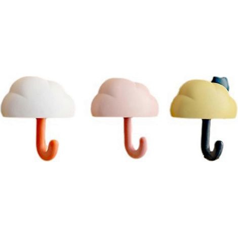 Lot de 3 crochets adhésifs en forme de nuage pour l'organisation de la maison, crochet décoratif pour dortoir, outil de suspension pour serviettes et clés en plastique (1/5)