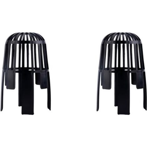 Laubfangkorb für Regenwasserabläufe – 2er-Set – 8 cm Durchmesser – für Laub, Äste usw. – Kunststoff-Dachrinnenabdeckung – schwarz (1/5)