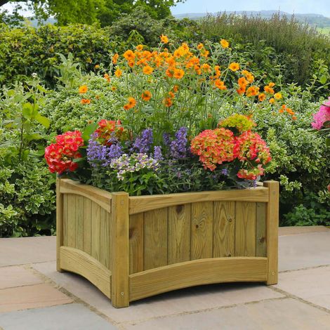 Zest Chelsea Square Wooden Planter Garden Plant Pot Raised Flower Bed 60cm (1/5)