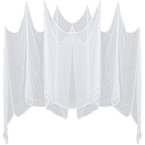 Rideau Halloween Decoration Exterieur Effrayante Chiffon,Grande Blanche Effrayantes Tapisserie pour Deco Halloween Interieur Gaze Décorations d'halloween Fournitures de Féte 215 x 500 cm (1/5)