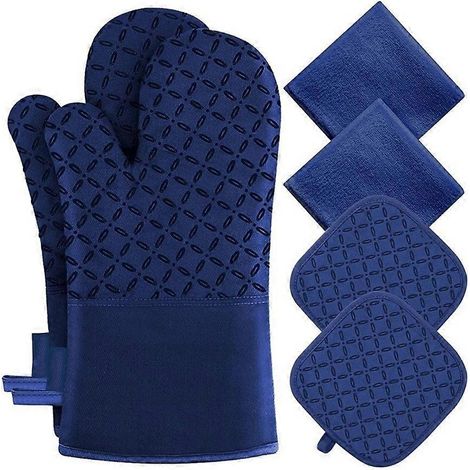 lot/6 gants de cuisine antidérapants en silicone, compatibles avec le four à micro-ondes, maniques et dessous de plat, lot de 6 maniques (1/5)