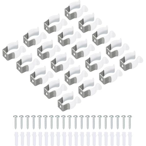 T5 U Clips Support Console pour LED Lumière Ampoule Montage Console Support Inox Acier Fluorescent Tube Support Vis Tuyau Pinces, Blanc Paquet de 20 (1/5)