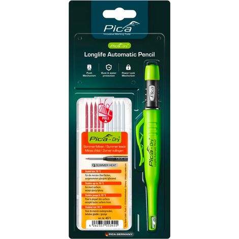 Pica Dry Bundle 30417 – Marqueur de perçage profond avec 10 mines été résistantes à l'eau et à la chaleur jusqu'à 70°C -