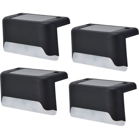 Lot de 4 lampes solaires LED étanches pour terrasse, allée, jardin, escalier, clôture - Lumière chaude (1/5)