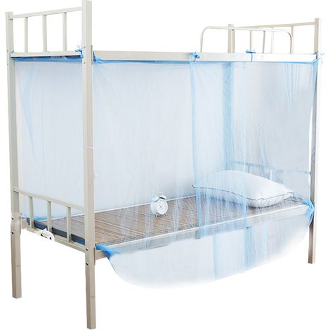 Moustiquaire à baldaquin d'angle pour lit double, Queen Size, bleu (150 x 195 x 170 cm)